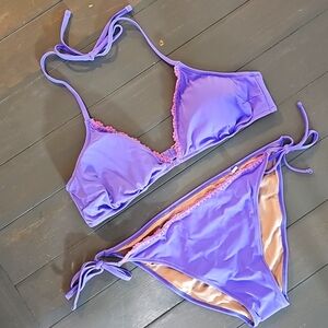 Shade & Shore Women's Purple Swim Bikini Top & Bottom Two Piece Set Size XL